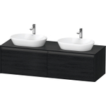 Duravit Ketho.2 Wastafelonderbouwkast - inclusief consoleplaat - met 2 laden - voor dubbele waskommen - 160x55x45.9cm - met handgrepen antraciet - eiken zwart mat SW772846