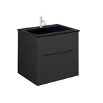 Crosswater Glide II ensemble de meubles de salle de bain - 50x45x52cm - 2 tiroirs lavabo sans poignée - noir trou pour robinet - noir mat SW892086