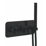 Crosswater Union Douche robinet de douche - 2 poignées - set de douchette - flexible - avec élément encastré - noir mat SW969812