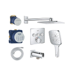 Grohe Grohtherm ensemble de douche pluie encastré – douche de tête carrée 31 cm – bras mural droit – chrome SW1235149