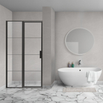 Aqua Vista Triple Draaideur met vast deel - 80x200 cm - 8mm - helder glas - mat zwart SW969916