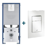 GROHE Rapid SLX réservoir encastré avec cadre set 3-en-1 incluant plaque de déclenchement GROHE Skate cosmopolitan blanche SW536052