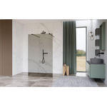 Fortifura Galeria Douche à l'italienne - 140x200cm - Fumé - anticalcaire - verre de sécurité 8mm - bras muraux - Noir mat SW992909