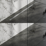 Brauer Douchegoot - 180x7x6.7cm - ondiepe vloerflens - zijuitloop - tegelinlegrooster omkeerbaar - RVS SW110923