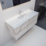 MONDIAZ VICA Ensemble de meuble salle de bain - 120cm - 2 tiroirs - lavabo Denia central - 1 trou de robinet - céramique marbre carrara SW410275