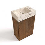 Saniclass Holz Pure Toiletmeubelset - 40x60.5cm - 1 deur - fontein terrazo - kraangat rechts - eiken charcoal SW1577779