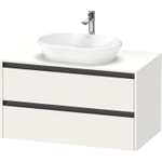 Duravit ketho 2 meuble sous lavabo avec plaque de console avec 2 tiroirs 100x55x56.8cm avec poignées blanc anthracite super mat SW772742