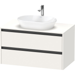 Duravit Ketho.2 Wastafelonderbouwkast - inclusief consoleplaat - met 2 laden - 100x55x56.8cm - met handgrepen antraciet - wit supermat SW772742