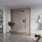 Fortifura Galeria Douche à l'italienne - 160x200cm - verre fumé - anticalcaire - verre de sécurité 8mm - 2 parois latérales 30cm - avec bras muraux et profilés d'angle - Cuivre brossé SW976678