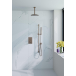 Fortifura Calvi Inbouw Regendoucheset - thermostatisch - plafondarm - glijstang - 25cm - hoofddouche - staaf handdouche - gladde doucheslang - PVD - geborsteld koper SW1233146