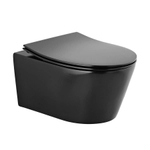 Sanindusa Urby WC suspendu - 48.3x35x33cm - compact - sans rebord de rinçage - sans abattant - noir mat SW1566432