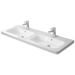Duravit Durastyle Dubbele wastafel - 130x48cm - met 2 kraangaten - met overloop - wit SW88235