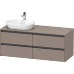 Duravit ketho 2 meuble sous lavabo avec plaque console avec 4 tiroirs pour lavabo à gauche 140x55x56.8cm avec poignées anthracite basalte mate SW772203