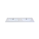 HR badmeubelen Cover Lavabo - 121x46.5x1.8cm - 2 trous de robinet - 2 vasques - céramique blanc SW533008