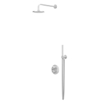 IVY Tribe Ensemble de douche pluie - encastrable - 2 voies inverseur avec robinet d'arrêt - bras mural 40 cm - pomme de douche medium 20 cm rond - barre curseur avec sortie - flexible de douche 150 cm - douchette stick - inox 316 - inox brossé SW1032155