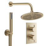 Crosswater MPRO Regendoucheset inbouw - 2 hendels - 30cm douchekop - handdouche - wandarm - geborsteld messing (goud) SW1472610