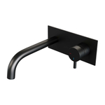 BRAUER Black Edition Wastafelmengkraan inbouw - gebogen uitloop links - hendel kort smal - inclusief inbouwdeel - afdekplaat - model B 1 - mat zwart SW385404