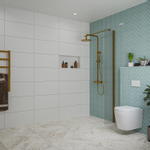 Fortifura Galeria Douche à l'italienne - 30x200cm - verre nervuré - Cuivre brossé SW877064