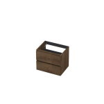 INK Wastafelonderkast - 60x45x52cm - 2 lades - greeploos - met houten keerlijst - MDF - Chocolate SW493478