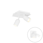 QAZQA Ducha plafonnier de salle de bains - 17x17cm - 2 spots - IP44 - carré - blanc mat SW1187232