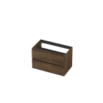 INK Wastafelonderkast - 80x45x52cm - 2 lades - greeploos - met houten keerlijst - MDF - Chocolate SW450715