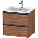 Duravit Ketho.2 Wastafelonderbouwkast - met 2 laden - 61x48x55cm - met grepen antraciet - noten mat SW773101