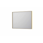 INK SP32 spiegel - 100x4x80cm rechthoek in stalen kader incl indir LED - verwarming - color changing - dimbaar en schakelaar - geborsteld mat goud SW955861