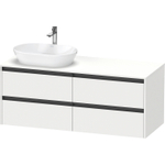 Duravit Ketho 2 meuble sous-lavabo avec tablette de console avec 4 tiroirs pour vasque à gauche 140x55x56.8cm avec poignées anthracite blanc mat SW772290
