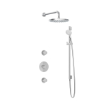 Hotbath Buddy IBS1 Ensemble de douche pluie - 2 robinets d'arrêt - bras mural 35cm - douche de tête ronde 30cm - douchette 3 jets - barre de douche - chrome SW18252