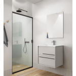 Saniclass Prime Essential Badkamermeubelset - 60x55x46cm - 1 ovale wasbak wit - 1 kraangat - 2 lades - rechthoekige spiegel - mat cotton (beige) SW924991