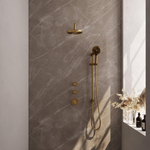 Brauer Gold Edition Ensemble de douche pluie encastré - douche principale 20cm - bras mural - glissière - avec partie encastrable - boutons lisses - douchette ronde 1 fonction - PVD - or brossé SW547677