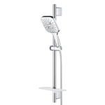 GROHE Rainshower Smartactive 130 Cube Ensemble barre de douche - 60cm - douchette à main carrée - 3 types de jets - flexible de douche lisse - avec porte-savon - chrome SW452828