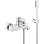 GROHE Lineare New badkraan met omstel en koppelingen met handdouche Sena met wanddouchehouder en doucheslang 150cm chroom SW97557