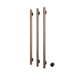 Hotbath &MORE Handdoekradiator - 57x115cm - rond - 3 stangen - verticaal - met schakelaar - PVD - geborsteld koper SW1245715
