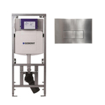 Geberit Inbouwreservoir UP320 met QeramiQ metal bedieningsplaat - dualflush - rechthoekige knoppen - metaal RVS SW976082