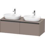 Duravit Ketho.2 Wastafelonderbouwkast - inclusief consoleplaat - met 2 laden - voor dubbele waskommen - 140x55x45.9cm - met handgrepen antraciet - basalt mat SW771989
