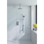 Fortifura Calvi Ensemble de douche pluie encastrable - thermostatique - bras plafond - barre curseur - pommeau 25cm - douchette ronde - Inox brossé SW1030634