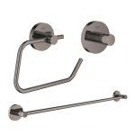 GROHE Essentials ensemble d’accessoires 3 pièces avec porte-serviettes, patère et porte-rouleau de papier toilette sans couvercle hard graphite SW529092