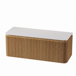 Royal Plaza Terra Edge Ensemble meuble de salle de bains - 120x44.7x46cm - plan de toilette en solid surface blanc mat - 2 tiroirs - sandwood (chêne clair) SW1471958