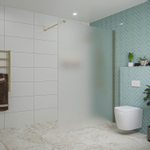 Fortifura Galeria inloopdouche - 140x200cm - mat - glas - wandarm - PVD - geborsteld messing (goud) SW876836