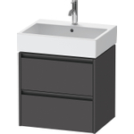 Duravit Ketho.2 Wastafelonderbouwkast - met 2 laden - 58.4x46x54.9cm - met grepen antraciet - grafiet mat SW773000