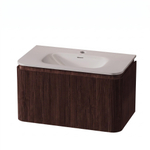 Royal Plaza Terra Edge Ensemble meuble de salle de bains - 80x44.7x46cm - vasque en solid surface blanc mat - 1 vasque - 1 trou de robinet - 2 tiroirs - châtaignier (noyer) SW1471909