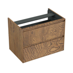 Forzalaqua Reno 2.0 wastafelonderkast 80x51x60cm met 2 softclose greeploze lades Massief Eiken Castle Brown SW492436