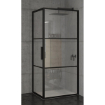 Riho Grid Cabine de douche carrée 100x100cm 1 porte pivotante profilé noir mat et verre clair SW258595