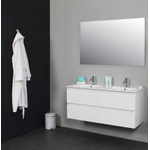 Basic Bella Meuble avec lavabo en porcelaine 120x55x46cm 2 trous de robinet avec miroir Blanc brillant SW398163