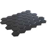 The Mosaic Factory Barcelona mozaïektegel - 28.2x32.1cm - wandtegel - Zeshoek/Hexagon - Porselein Black Glans SW66207