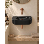 QeramiQ Fuente pack lave-mains – demi-rond – 40 x 21,5 x 12 cm – sans perçage – robinet cuivre brossé SW1233124