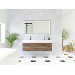 HR Matrix ensemble meuble de salle de bain 3d 140cm 2 tiroirs sans poignée avec bandeau couleur charleston avec vasque kube 2 trous de robinetterie blanc SW857142