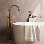 BRAUER Stripe Mitigeur de bain sur pied - SET 01 - douchette à main barre - flexible de douche - or brossé PVD SW1434804