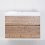 Saniclass Aurora Ensemble de meuble - 100cm - 2 tiroirs - lavabo céramique - sans trou de robinet - blanc - roble SW1138747